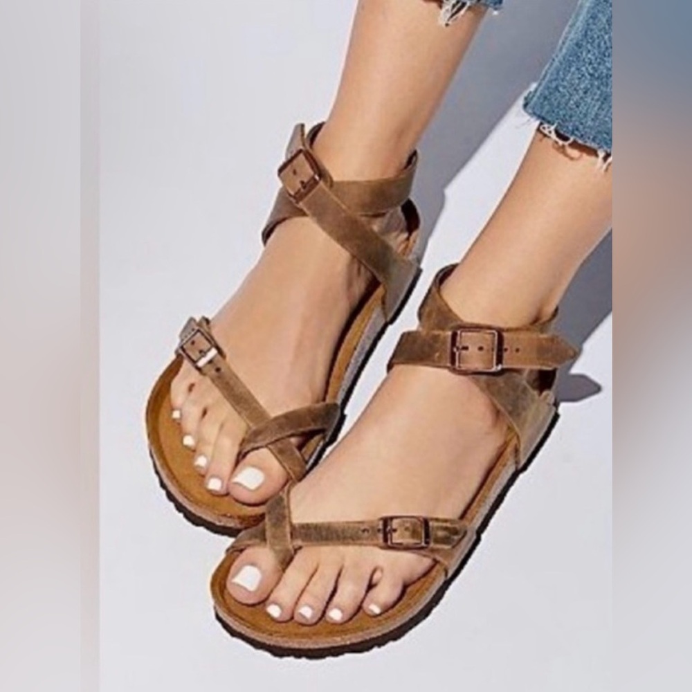 Birkenstock 37 Yara brown oiled leather Sandals